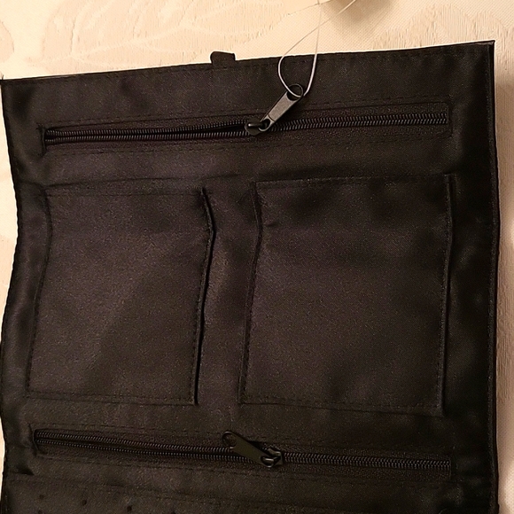 NEW Faux Leather Jewelry Wrap/Travel Case! Black with Silver K Monogram - Picture 6 of 10